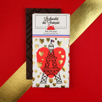 chocolate bar with eiffel tower packaging